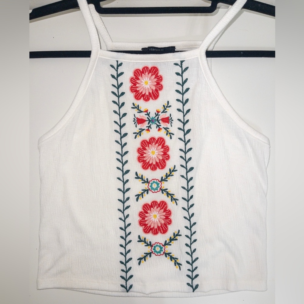 Forever 21 Floral Low Top Cut Tank